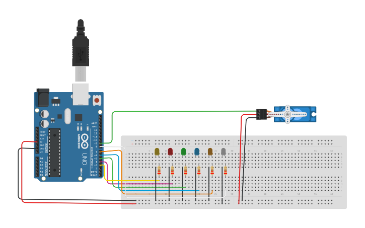 Circuit design For-Loops with Arduino - Tinkercad