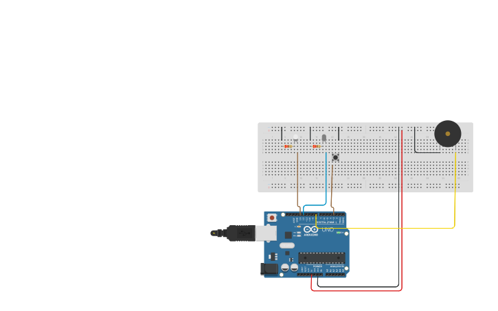 Circuit design Interrupting Blink Without Delay - Tinkercad