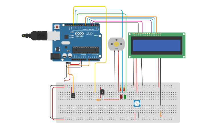 Circuit design Automated plant watering system - Tinkercad