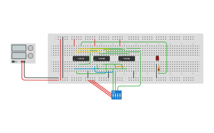 Circuit design Room Switch XOR with Basic components | Tinkercad