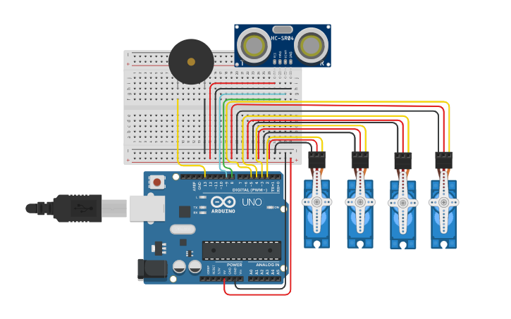 Circuit design Otto DIY Arduino UNO (no working code) - Tinkercad