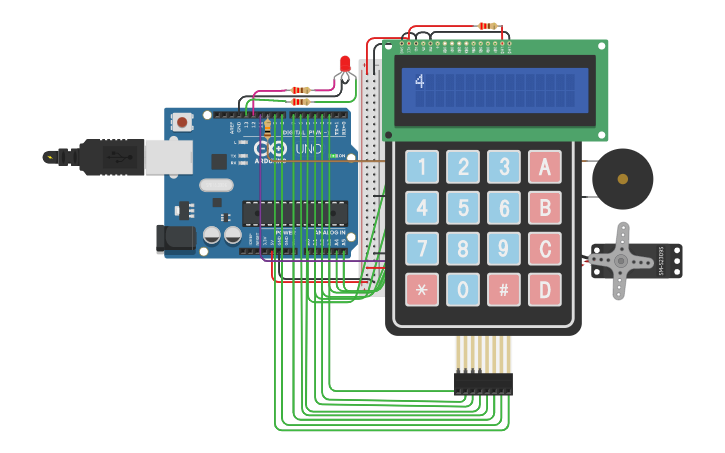 Circuit design Умный кодовый замок - Tinkercad