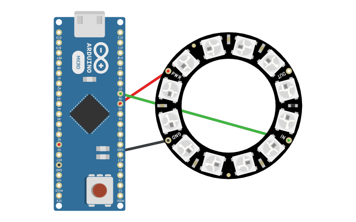 Circuit design Arduino NeoPixel ring 12 Animation - Tinkercad