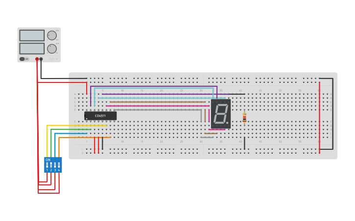 Circuit design BCD to 7 LED DISPLAY | Tinkercad