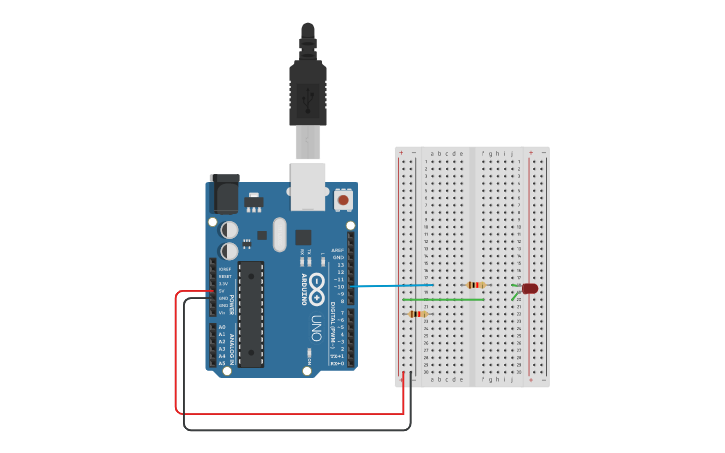 Circuit design led encendido y apagado | Tinkercad