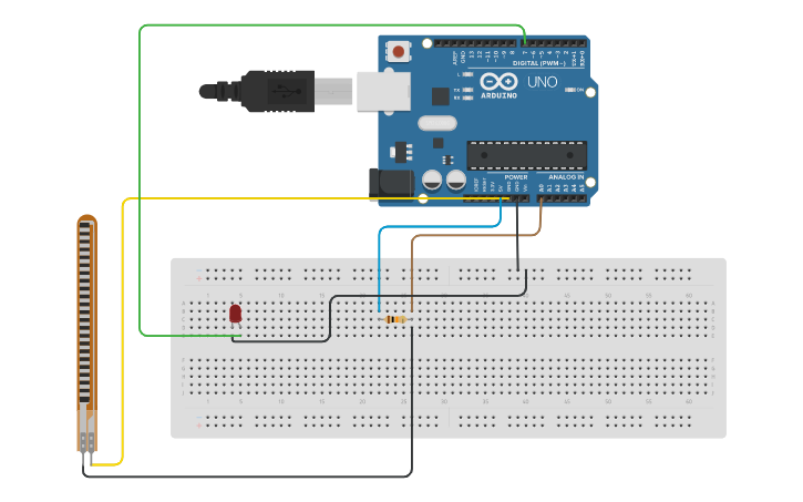 Circuit design Flex / Bend Sensor - Tinkercad