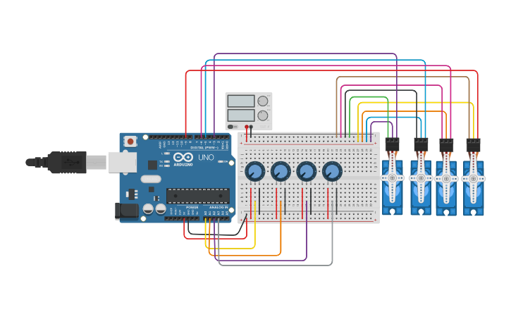 Circuit design Robotic Arm - Tinkercad