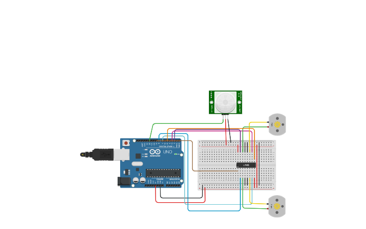 Circuit design Automatic door Control - Tinkercad