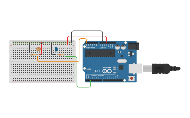Circuit design Photoresistor with Arduino | Tinkercad