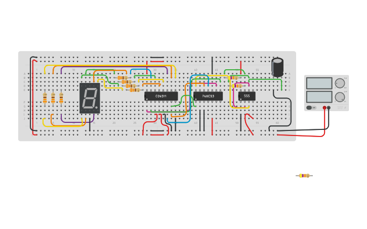 Circuit design 7 segment by 3 ic | Tinkercad