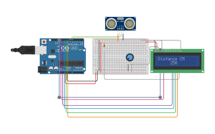 Circuit design Ultrasonic Distance Sensor - Tinkercad