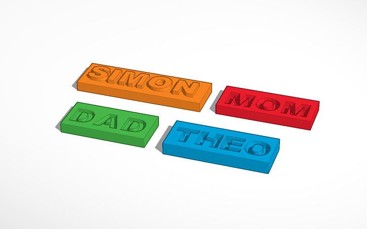 3D design name plate - Tinkercad