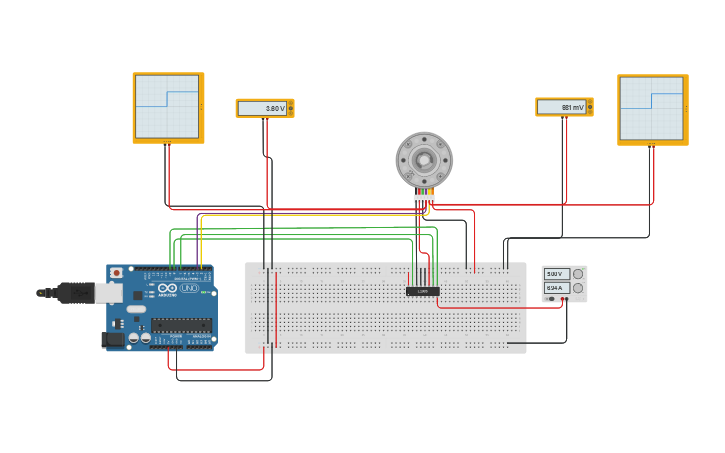 Circuit design DC Motor using Encoder Library - Tinkercad