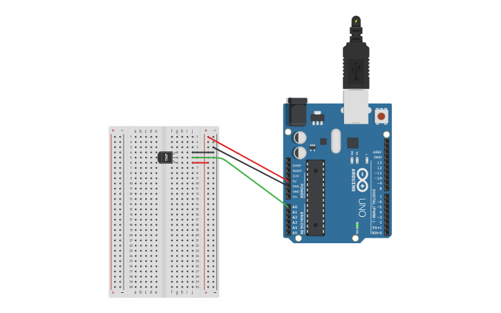Circuit design TMP36 sensor - Tinkercad