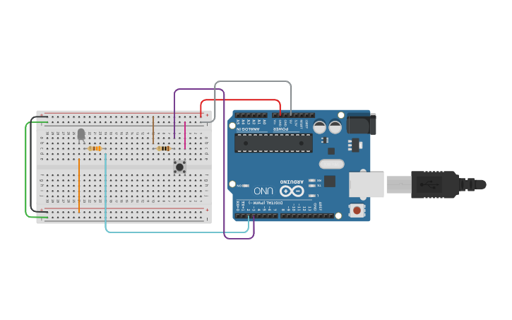 Circuit design Lab 4: Push Button - Tinkercad