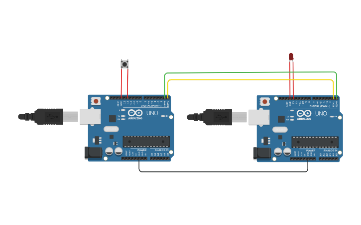 Circuit design Arduino UART with Push Button and LED - Tinkercad