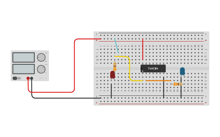 Circuit design Integrato 7404 - 4 Porte NOT - Tinkercad