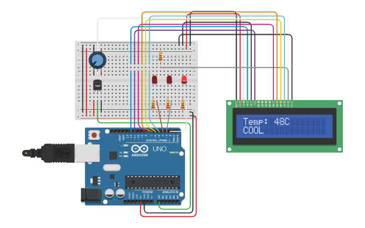 Circuit design Temperature Sensor | Tinkercad