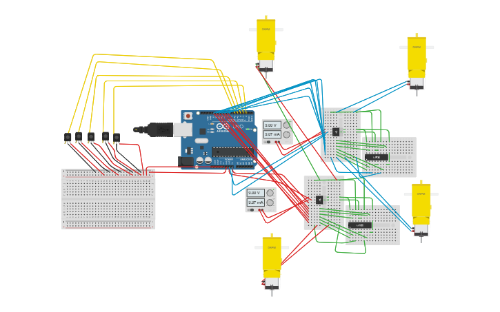 Circuit design line Follower - Tinkercad