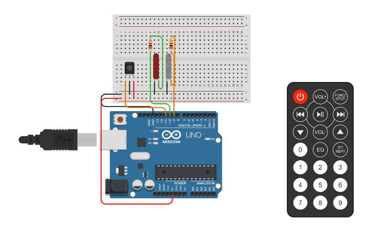 Circuit design Simple IR control - Tinkercad