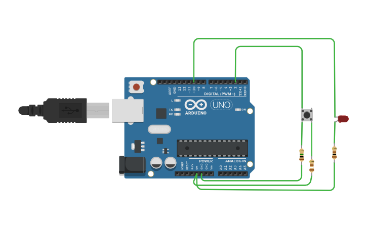 Circuit design arduino interruption example - Tinkercad