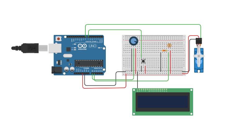 Circuit design Servo motor - POT & LDR assignment | Tinkercad