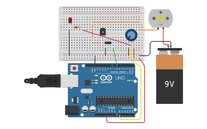 Circuit design Motor DC arduino - Tinkercad