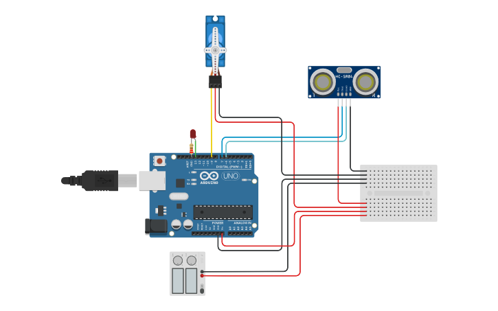 Circuit design Automatic Toilet Flusher (for cats!) | Tinkercad