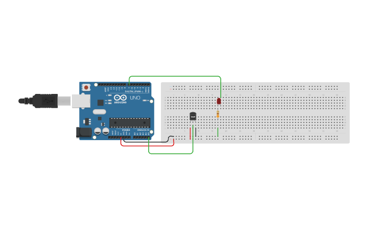 Circuit design sensor de temperatura | Tinkercad