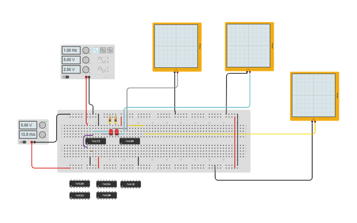 Circuit design 7486 quadruple two‐input XOR gates - Tinkercad