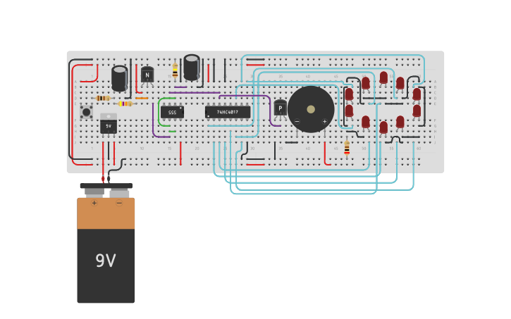 Circuit design TEJ3M0 - Roulette Circuit FINAL (4017) - Tinkercad