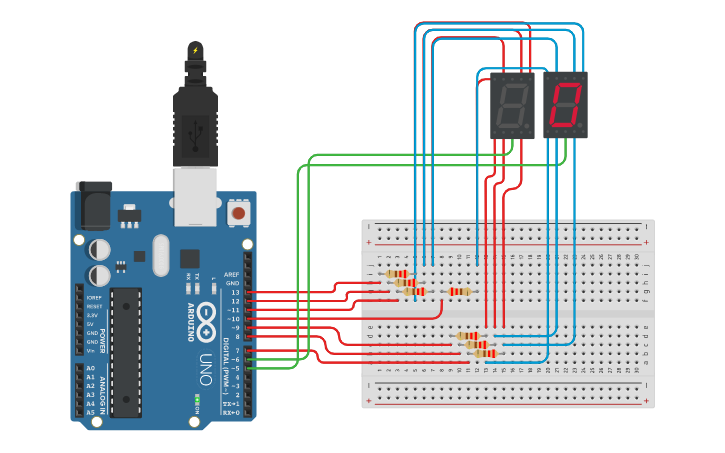 Circuit design 7-Segment | Tinkercad