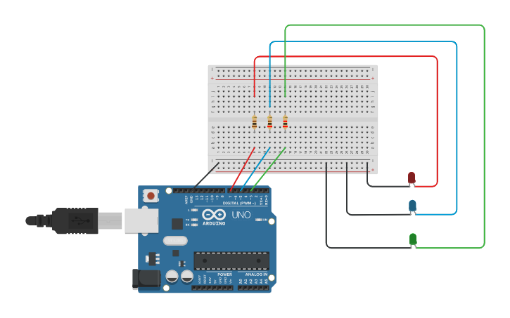 Circuit design LED random chaser | Tinkercad