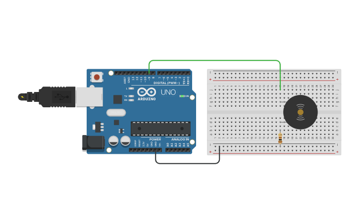 Circuit design Melodía corta con audio de 1 bit - tone() y arrays ...