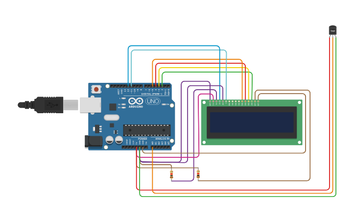 Circuit design Arduino #5 - Temperature Sensor - Tinkercad