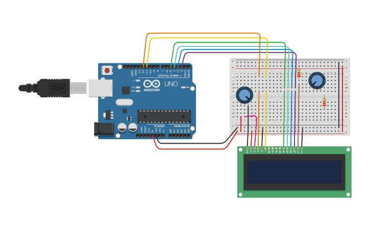 Circuit design LCD-Arduino - Tinkercad