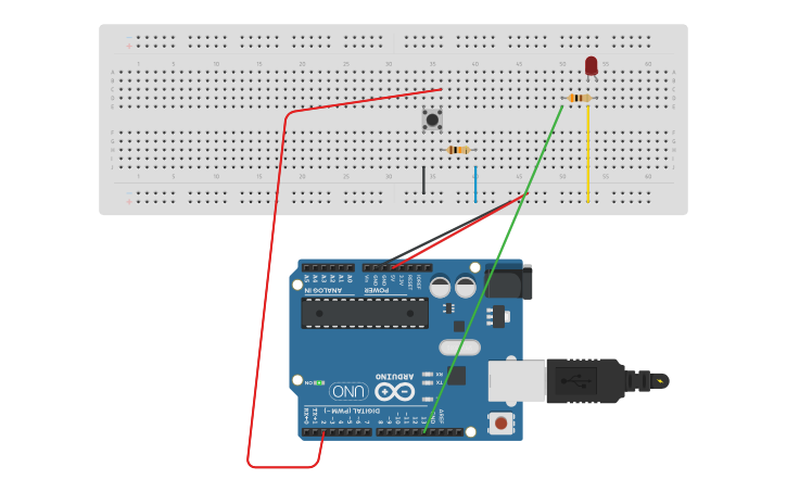 Circuit design 4. botao para controlar led - Tinkercad