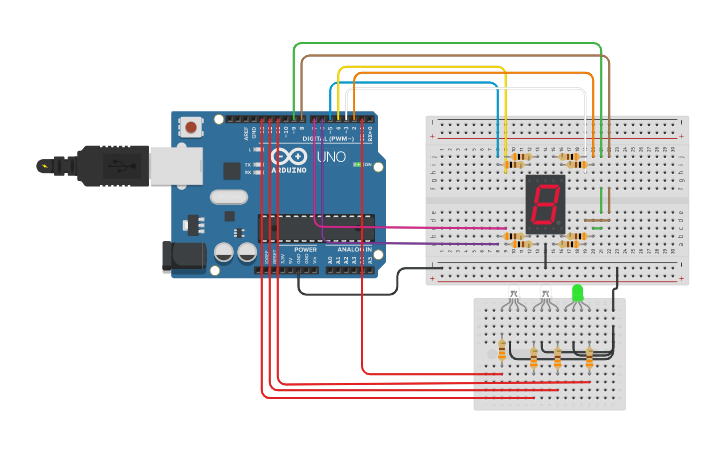 Circuit design Semáforo v3 - Tinkercad