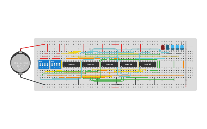 4 Bit Binary Adder Tinkercad