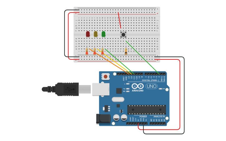 Circuit design Jobsheet I/O pada Arduino | Tinkercad