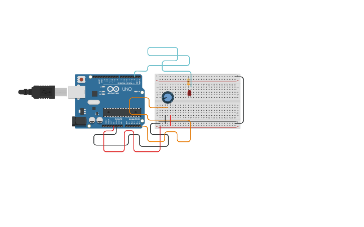Circuit design potenciómetro y led - Tinkercad