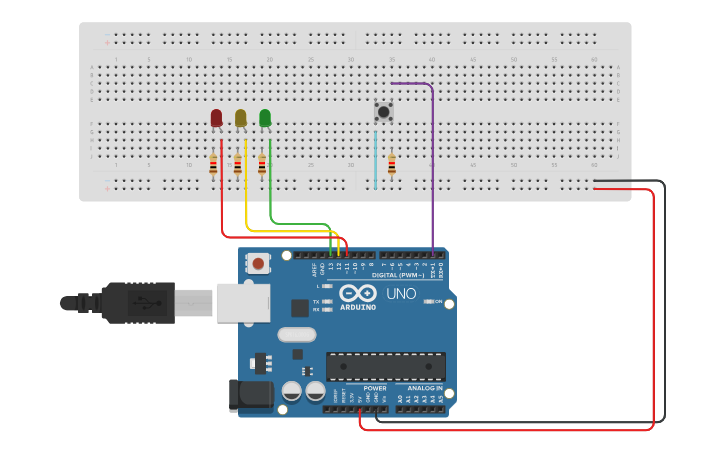 Circuit design Semaforo - Tinkercad