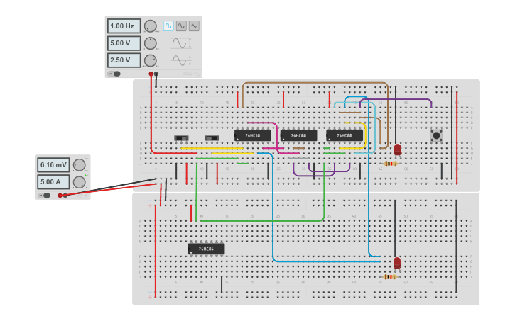 Circuit design Master Slave JK Flipflop - Tinkercad