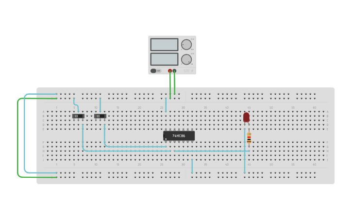 Circuit design XOR GATE | Tinkercad