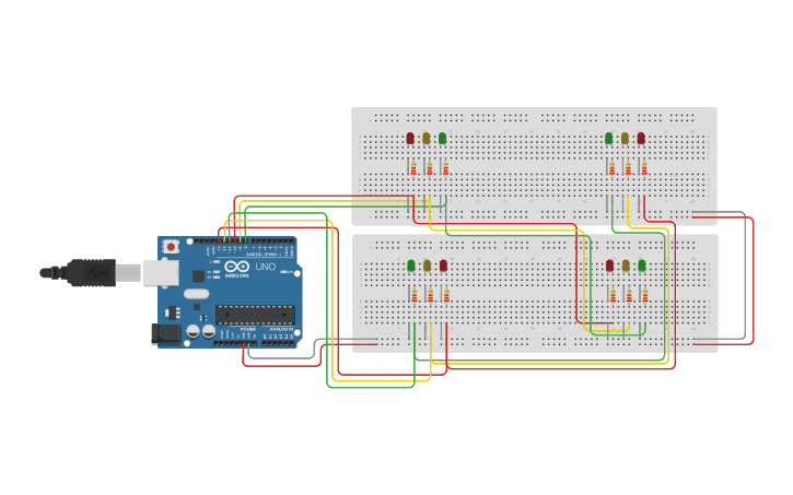 Circuit design đèn giao thông- Nguyễn Thị Linh Chi - Tinkercad