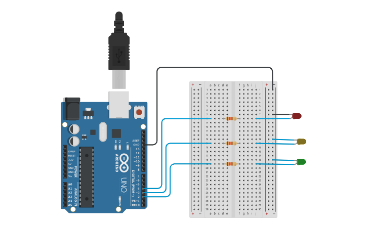 Circuit design Arduino Traffic Light - Tinkercad