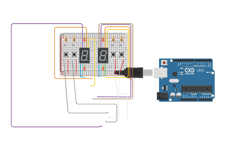 Circuit design Placar Eletônico - Tinkercad