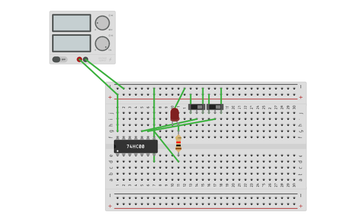 Circuit design NAND 7400 - Tinkercad