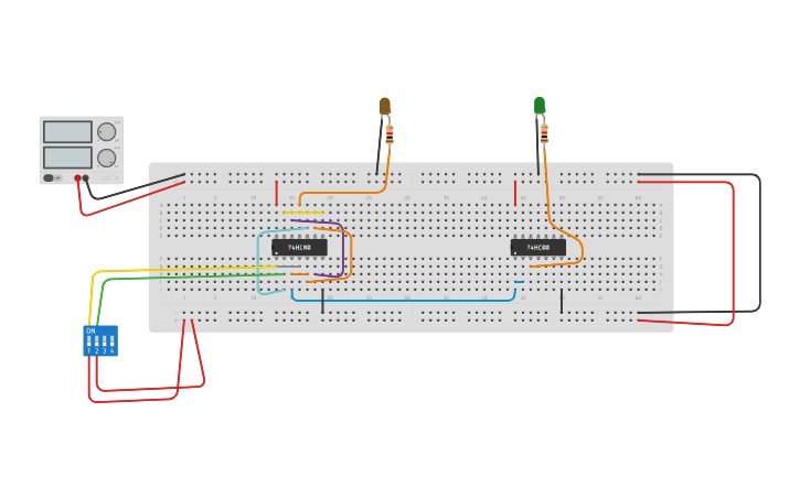 Circuit design Half adder using universal gate - Tinkercad