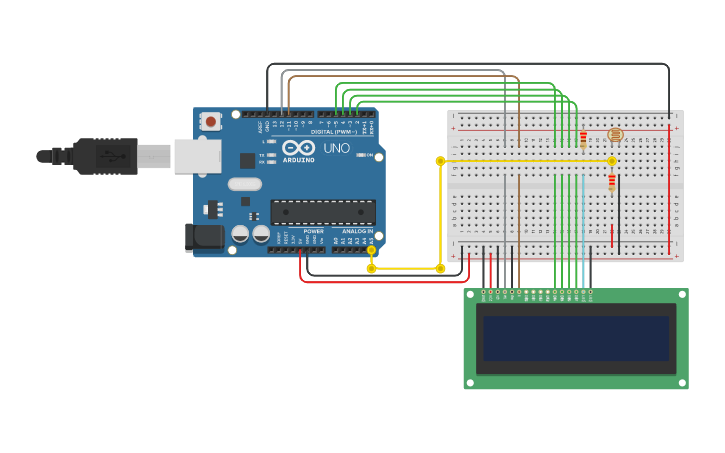 Circuit design Echelle photo résistance - Tinkercad